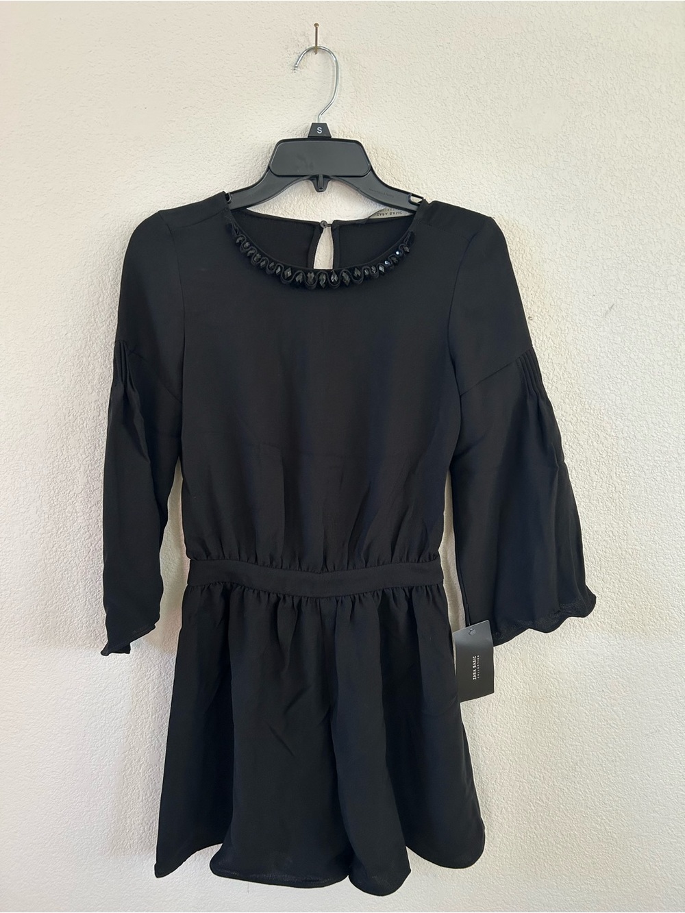 Zara Black Beaded Crewneck Romper